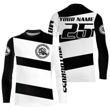 Load image into Gallery viewer, Black and white Motocross long sleeve jersey UPF30+ youth adult custom dirt bike racing shirt  PDT187