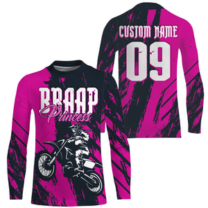 Braaap Princess custom motocross jersey UPF30+ girls women dirt bike Powersports long sleeves NMS1040