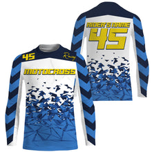 Load image into Gallery viewer, Custom number&amp;name dirt bike racing jersey UPF30+ Motocross blue xtreme offroad shirt motorcycle PDT120