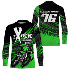 Load image into Gallery viewer, Personalized extreme MX racing jersey kid men women green Motocross shirt UPF30+ motorcycle biker  PDT309