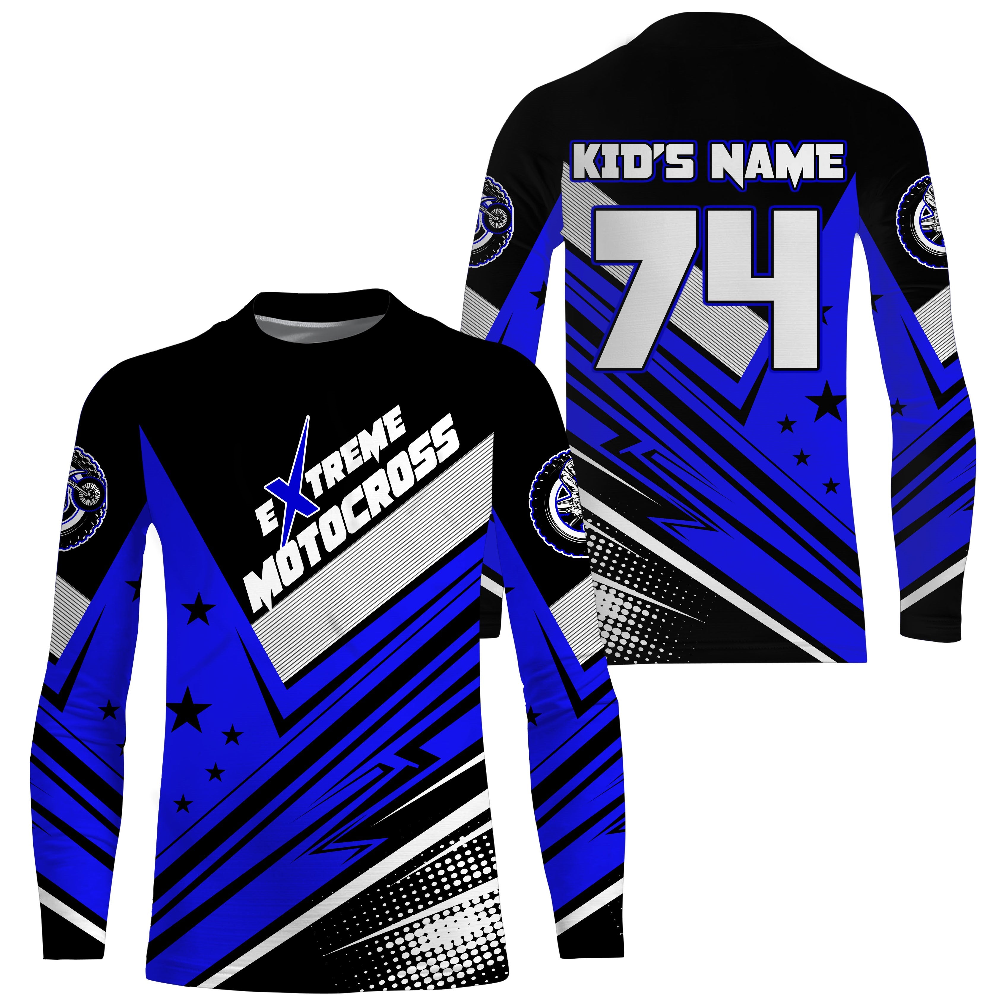 Customised Motocross Jersey – Blue Camo (Adults) – MotoLoko