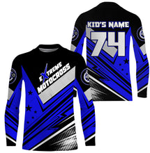 Load image into Gallery viewer, Personalized MX jersey UPF30+ dirt bike off-road kid&amp;adult Motocross racing blue motorcycle shirt PDT213