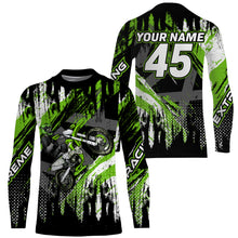 Load image into Gallery viewer, Personalized green Motocross jersey UV protective kid men women dirt bike off-road motorcycle shirt PDT383