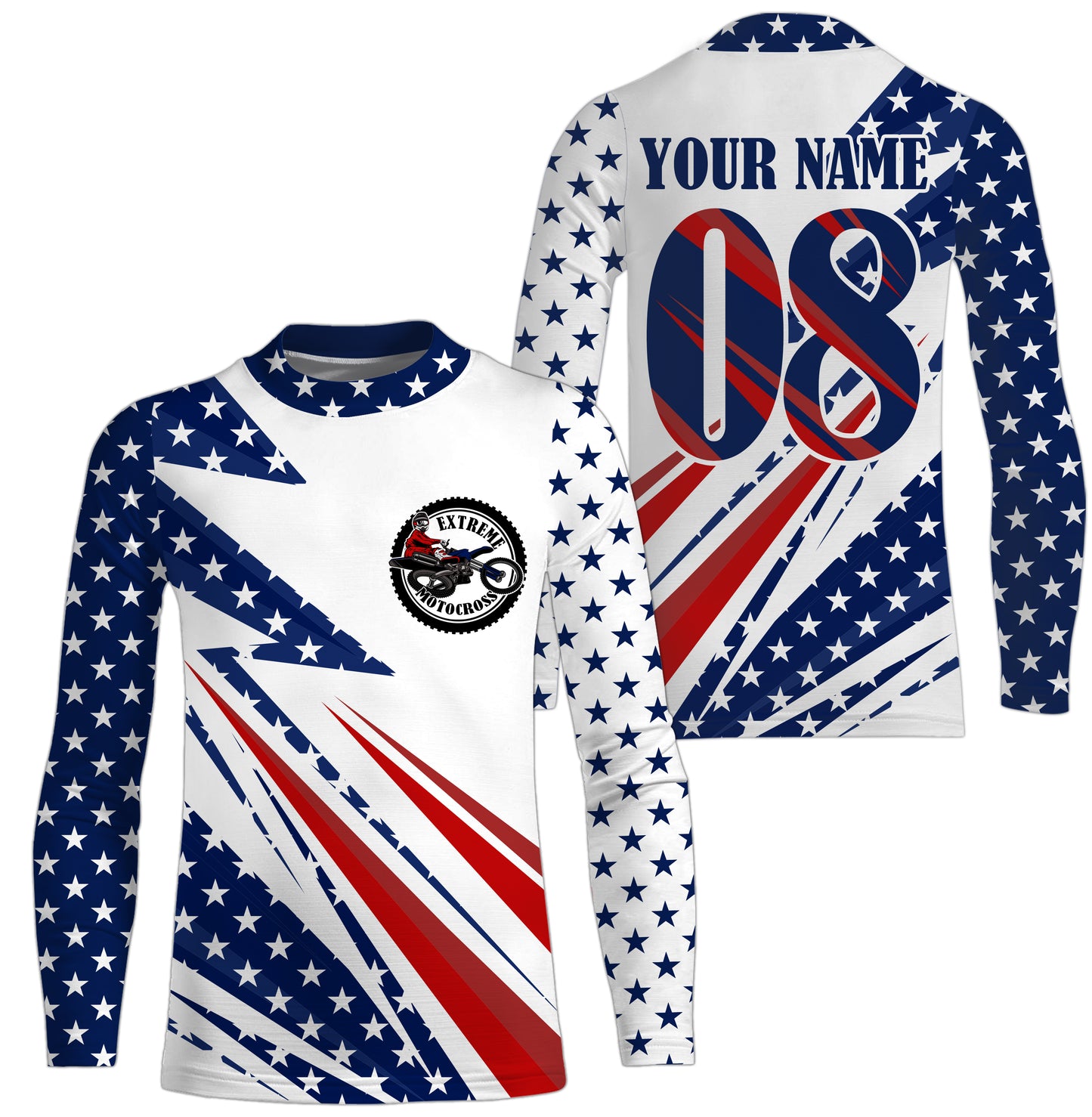 Motocross off-road jersey custom dirt bike kid&adult UPF30+ MX American Flag motorcycle shirt PDT201