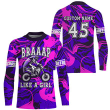 Load image into Gallery viewer, Brap Girl Personalized Motocross Jersey UPF30+ Women Girls MX Racing Dirt Bike Shirt NMS1201