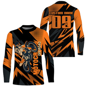 Custom Orange Motocross Jersey UPF30+ Kid Adult Off-road Dirt Bike Long Sleeves MX Racing NMS1222