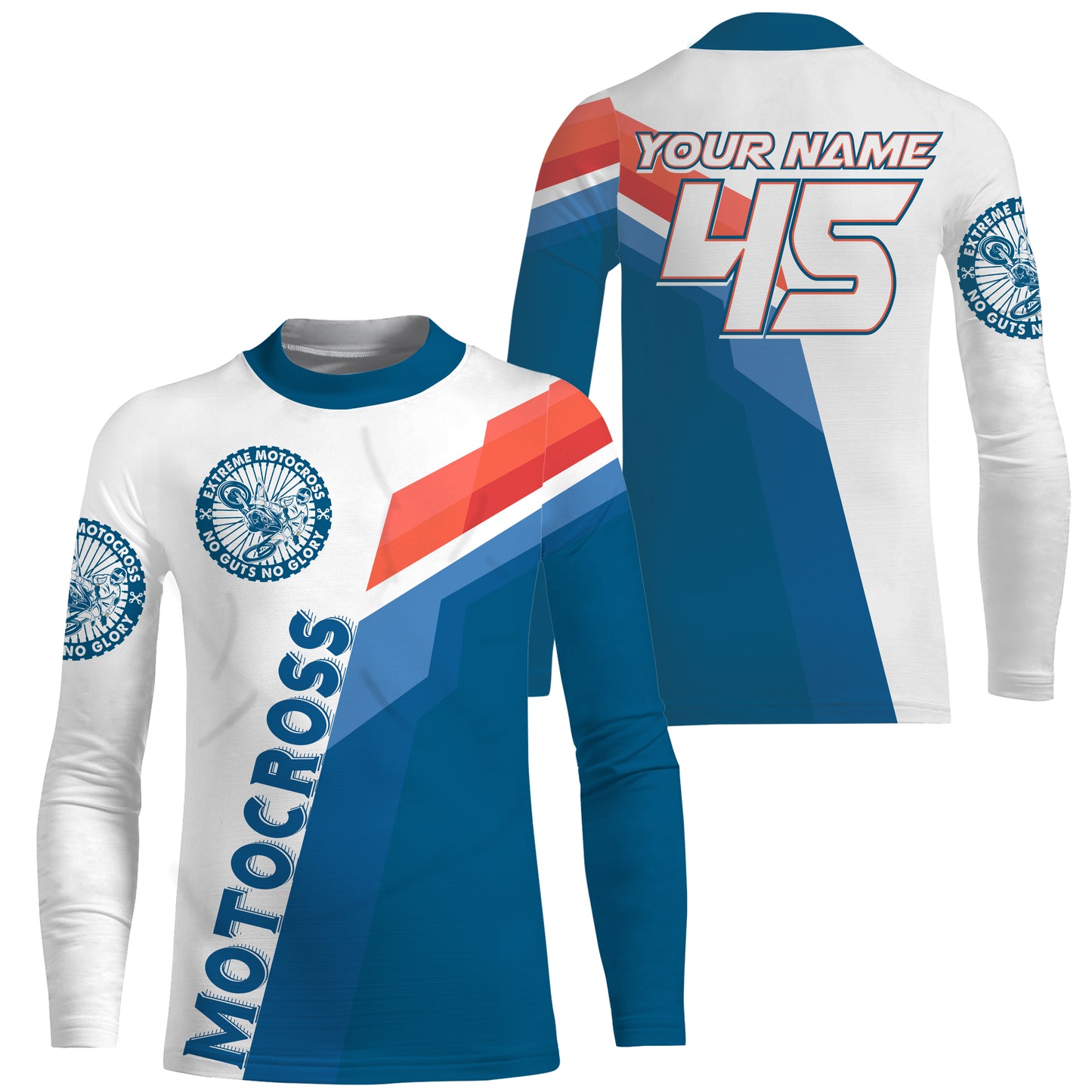Custom number&name MX dirt bike racing jersey blue white UPF30+ youth adult Xtreme motorcycle shirt PDT172