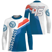 Load image into Gallery viewer, Custom number&amp;name MX dirt bike racing jersey blue white UPF30+ youth adult Xtreme motorcycle shirt PDT172