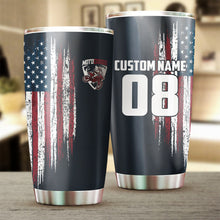 Load image into Gallery viewer, Personalized USA Flag Motocross Tumbler Cup - Riding Gift Biker Patriotic Gift Motorcycle Drinkware CDT17