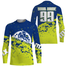 Load image into Gallery viewer, MX off-road jersey blue youth men women UPF30+ custom number&amp;name Motocross racing shirt motorcycle PDT183