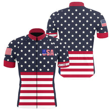 Load image into Gallery viewer, USA cycling jersey UPF50+ American bike shirt road MTB BMX dirt gear Biking tops with pockets| SLC220