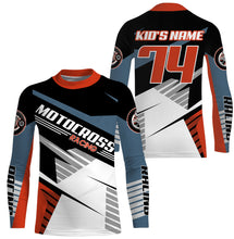 Load image into Gallery viewer, Customized name&amp;number Motocross off-road youth adult UPF30+ dirt bike racing jersey blue and white PDT185