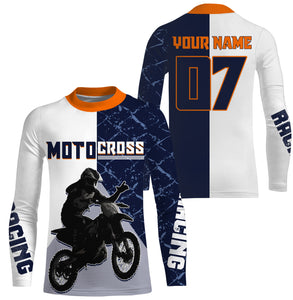 Personalized Motocross off-road jersey white UPF30+ dirt bike men kid women long sleeves motorcycle PDT171