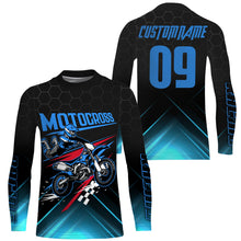 Load image into Gallery viewer, UPF30+ custom adult&amp;kid blue dirt bike jersey freestyle Motocross for life biker MX motorcycle PDT53