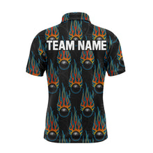 Load image into Gallery viewer, Flame Polo Bowling Shirt, Personalized Men Short Sleeves Bowlers Jersey Custom Team Name NBP40
