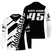 Load image into Gallery viewer, Personalized motocross jersey black white UPF30+ dirt bike racing long sleeves motorcycle bikers NMS1055