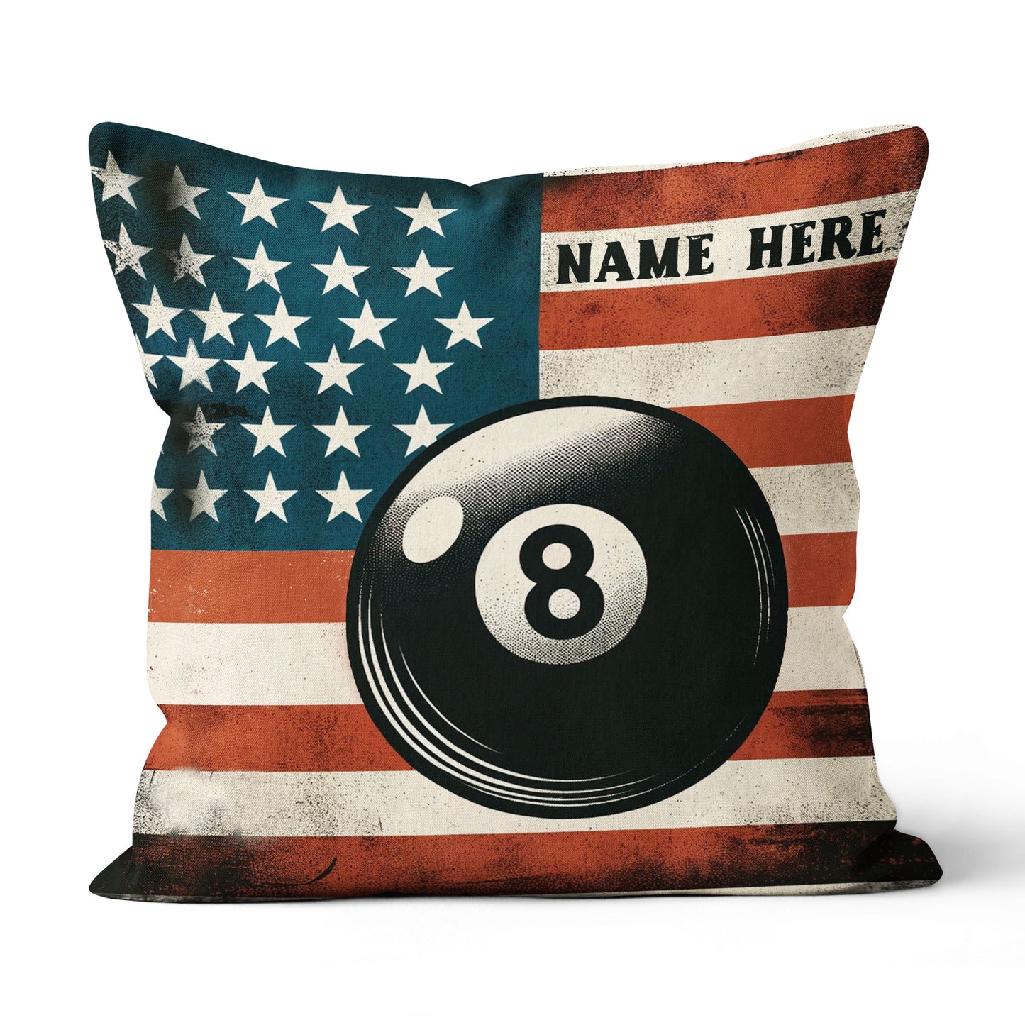 Personalized Vintage US Flag 8 Ball Billiard Pillow Custom Billiard Gift VHM0922