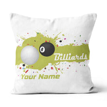 Load image into Gallery viewer, Personalized Green Splash 8 Ball Billiard Pillow Custom Billiards Gifts VHM0850