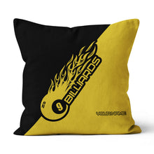 Load image into Gallery viewer, Black Yellow 9 Ball Billiard Pillow Custom Name Pool Gifts Throw Pillow TDM0794
