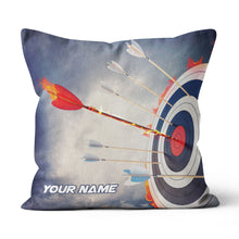 Load image into Gallery viewer, Personalized Flaming Arrow Archery Pillow Custom Pillow Top Archery Gift VHM0859