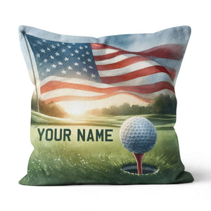 Watercolor American Flag Golf Custom Pillow Personalized Golfing Gifts LDT1172