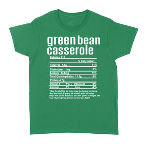 Green bean casserole nutritional facts happy thanksgiving funny shirts - Standard Women's T-shirt