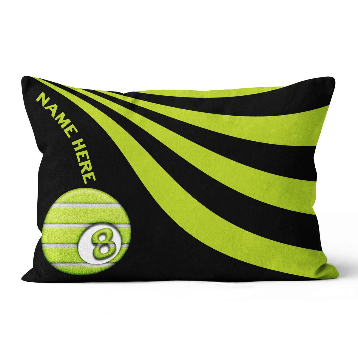 Customized Black And Lime Green Funny Billiard Pool Tennis Throw Pillows TDM0861