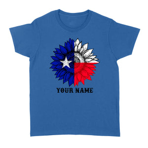 Texas flag sunflower customized name patriot Texas state flag Women's T-shirt D03 NQS2495