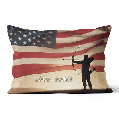 Personalized US Flag Men Player Archery Pillow, Gifts For Archery Lovers VHM0906