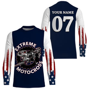 Patriotic Personalized Motocross Jersey UPF30+ American Kid Adult MX Racing Dirt Bike NMS1199