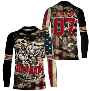 Personalized Skull Racing Jersey UPF30+ Dirt Bike Long Sleeves Brap Motocross Racewear NMS1247