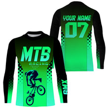 Load image into Gallery viewer, Green MTB Racing Jersey Kids Youth Mountain Biking Shirt UPF30+ Mens Cycling Jersey Boys Girls| SLC278