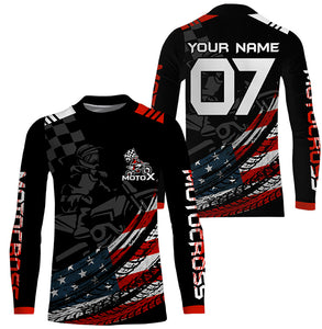 American flag personalized Motocross men women kid jersey Patriotic UPF30+ racing dirt bike shirt PDT353