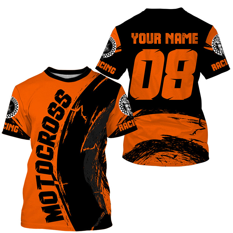 Source wholesale cheap price custom orange design sublimated comfortable  motocross jersey shirt on m.