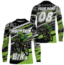 Load image into Gallery viewer, Green MTB jersey UPF30+ mountain bike jersey kids bike shirt mens downhill clothes cycling gear| SLC256