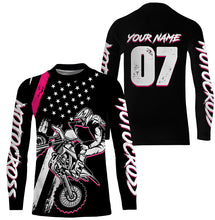 Load image into Gallery viewer, Pink Dirt Bike Girls Personalized Motocross Jersey UPF30+ Off-road MX Racing Long Sleeves NMS1216