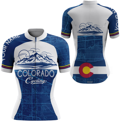 Navy Colorado men women's cycling jersey with 3 pockets UPF50+ full zip mountain bike bmx shirt| SLC167