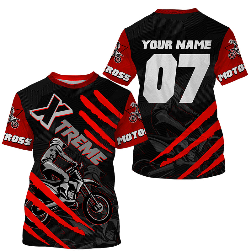 Custom Motocross Jersey UV Red Dirt Bike Off-Road Shirt Kid&Adult Long –  ChipteeAmz