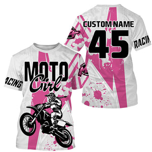 Custom jersey for Motocross youth pink dirt bike off-road UPF30+ MX biker girl motorcycle shirt PDT233