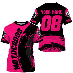 Personalized Motocross jersey pink youth girl UPF30+ MX racing dirt bike off-road long sleeves PDT229