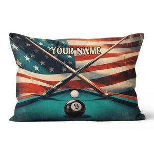 Personalized US Flag 8 Ball Billiard Pillow, Throw Pillow Billiard Gifts VHM0902