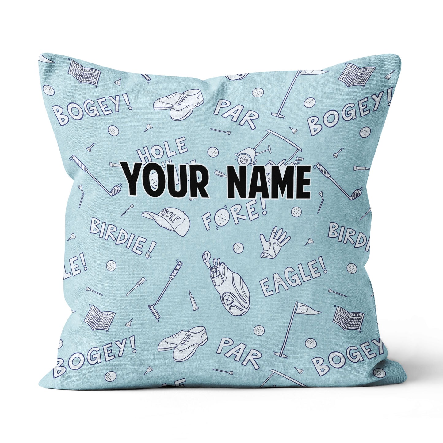 Blue Funny Golf Elements Custom Throw Pillow Personalized Golf Gifts LDT1142