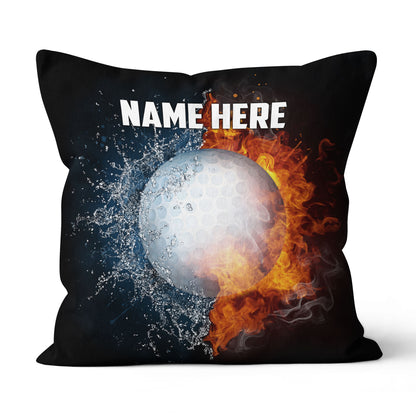 Fire And Water Golf Ball Custom Pillow Personalized Cool Golfer Gifts LDT1203