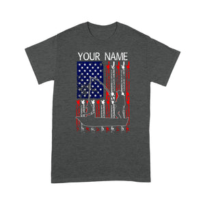 American flag fisherman kayak fishing custom name US fishing rod D05 NQS1244- Standard T-shirt