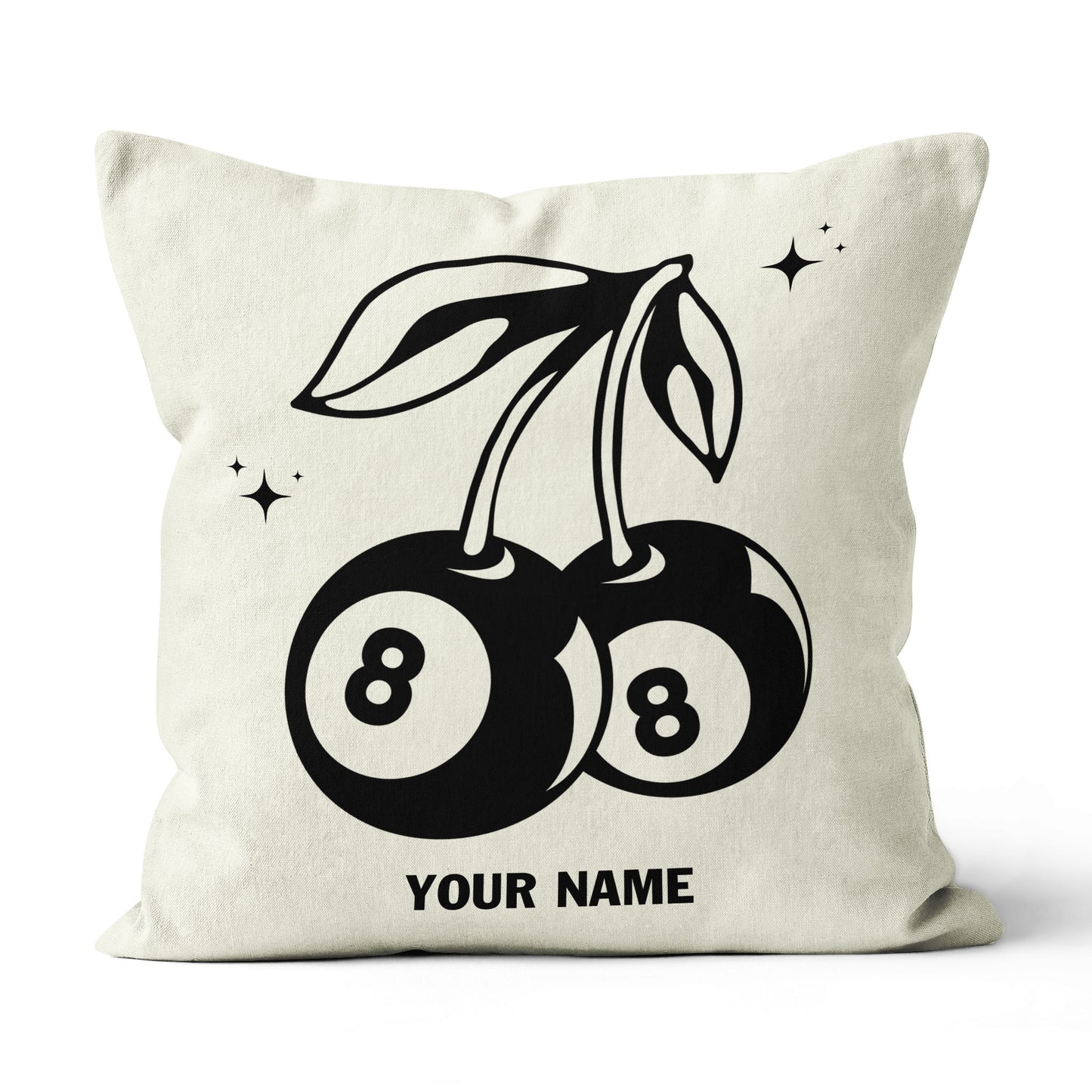 Personalized 8 Ball Cherry Billiards Pillows Custom Beige White Pillow TDM0742