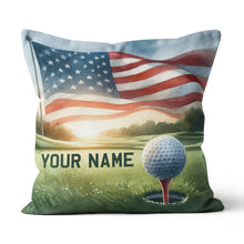 Load image into Gallery viewer, Watercolor American Flag Golf Custom Pillow Personalized Golfing Gifts LDT1172