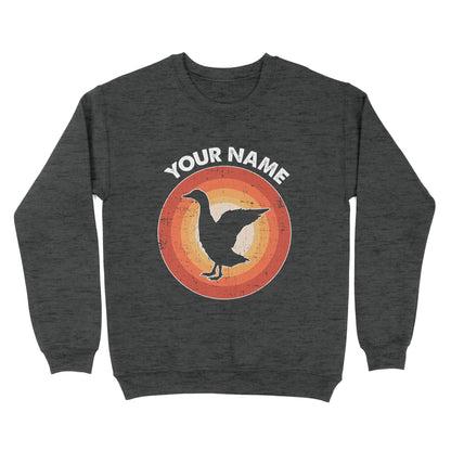 Goose Retro Vintage Sunset Custom Name Shirt, Goose Hunting Shirt, Personalized Gift for Goose Bird Lover Standard Sweatshirt FSD2347D08