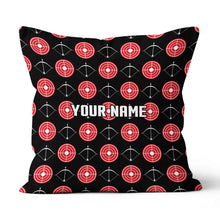 Load image into Gallery viewer, Personalized Red Target And Bow Archery Pillow Custom Archery Gift Ideas VHM0871