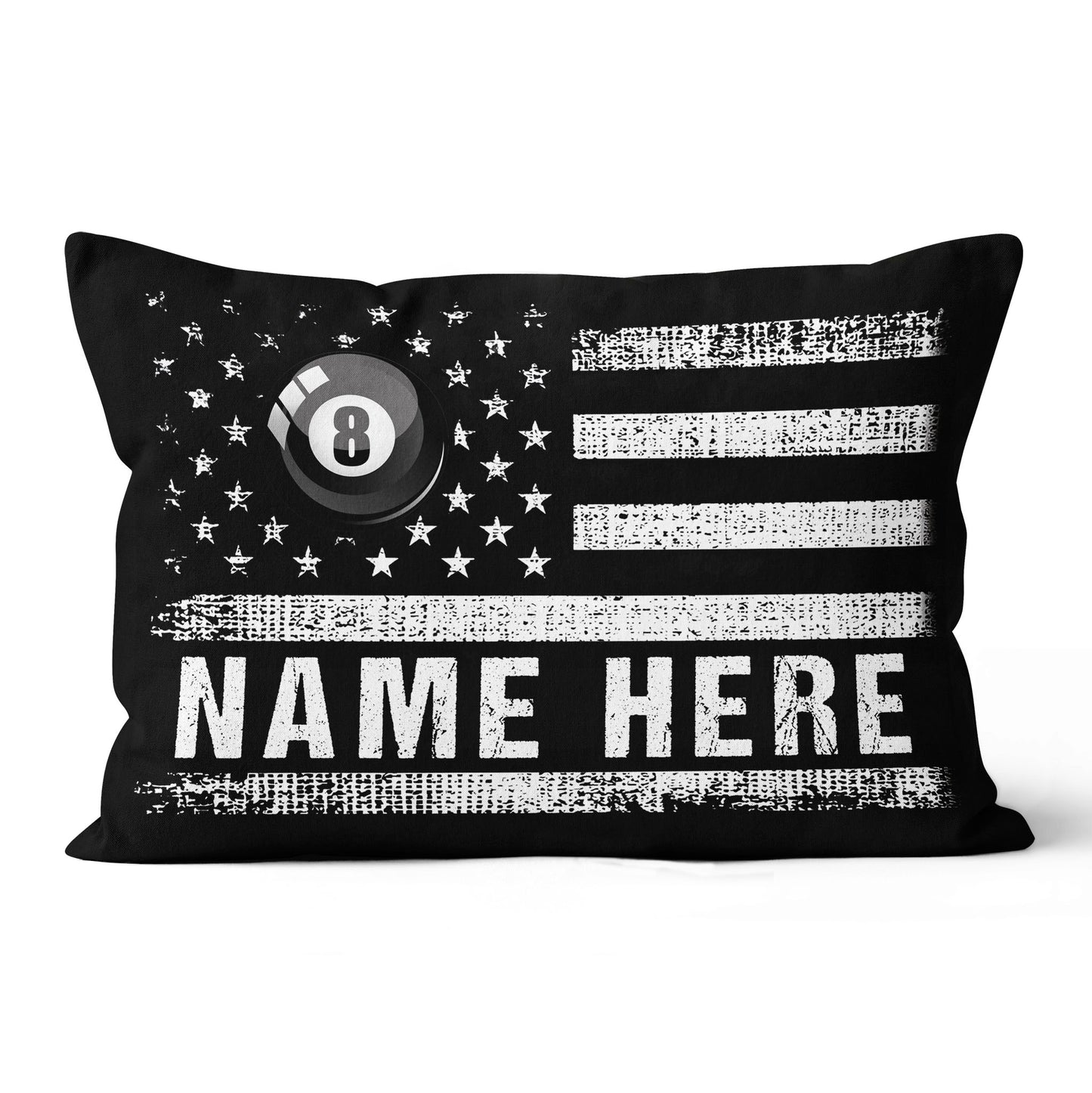 Customized Black White Us Flag Billiard Pillow, Patriotic Billiard Gifts TDM0889