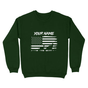 Customize name Turkey hunting American flag patriotic hunting shirt D08 NQS2206 - Standard Crew Neck Sweatshirt